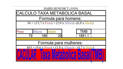 taxa metabolica basal calculadora